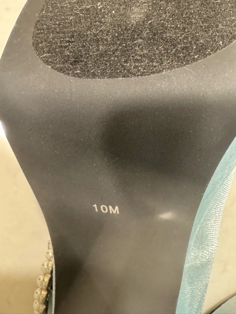 Platform heels, faux velvet, size 10, light blue - Picture 15 of 16